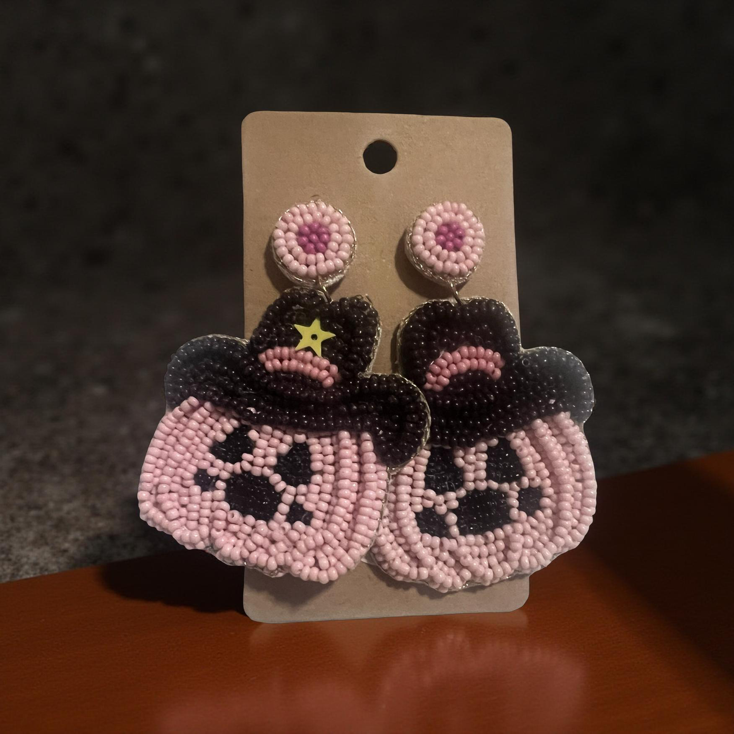 Pink Pumpkin Cowgirl Earrings