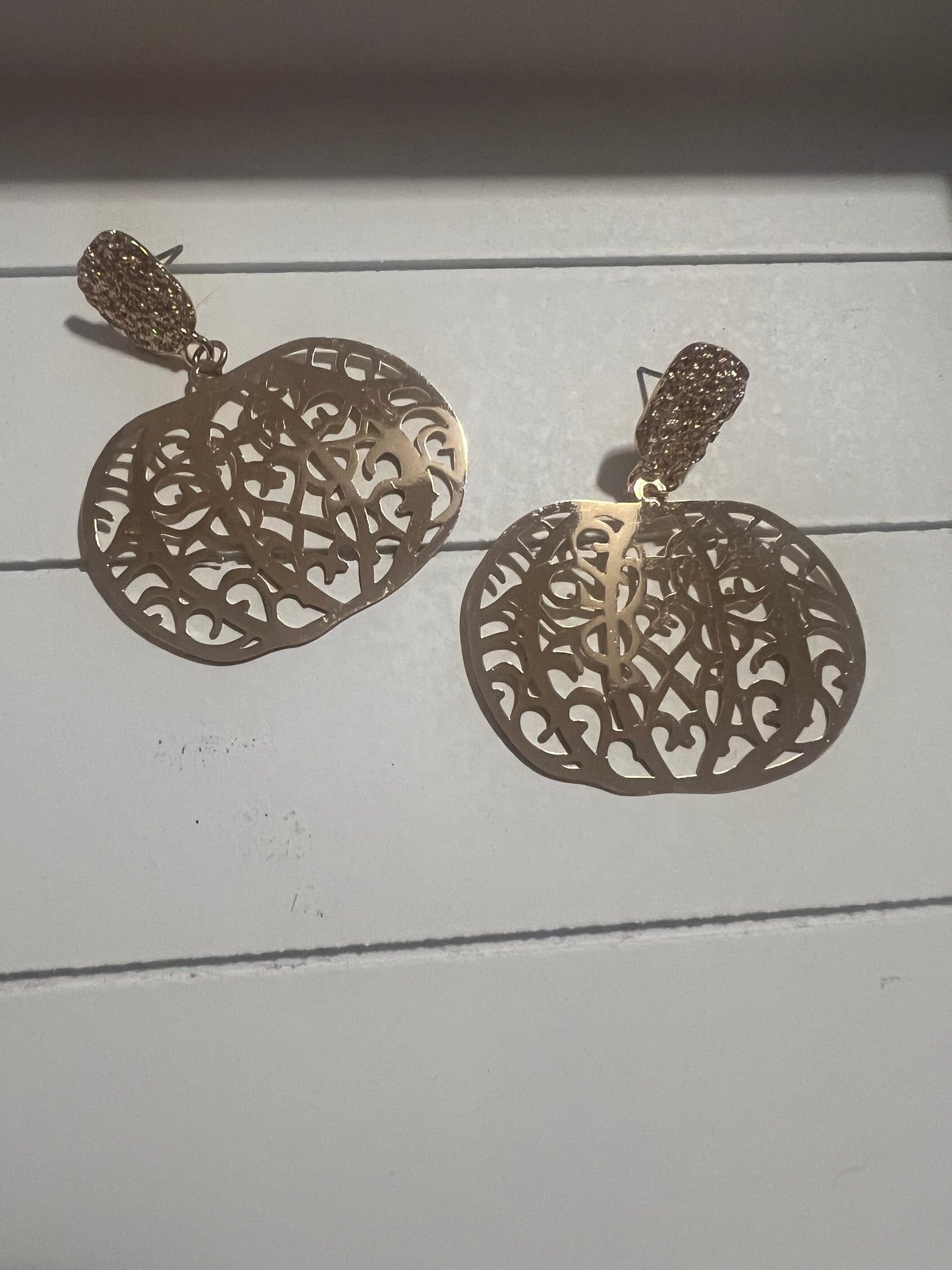 Gold Filigree Pumpkin Earrings