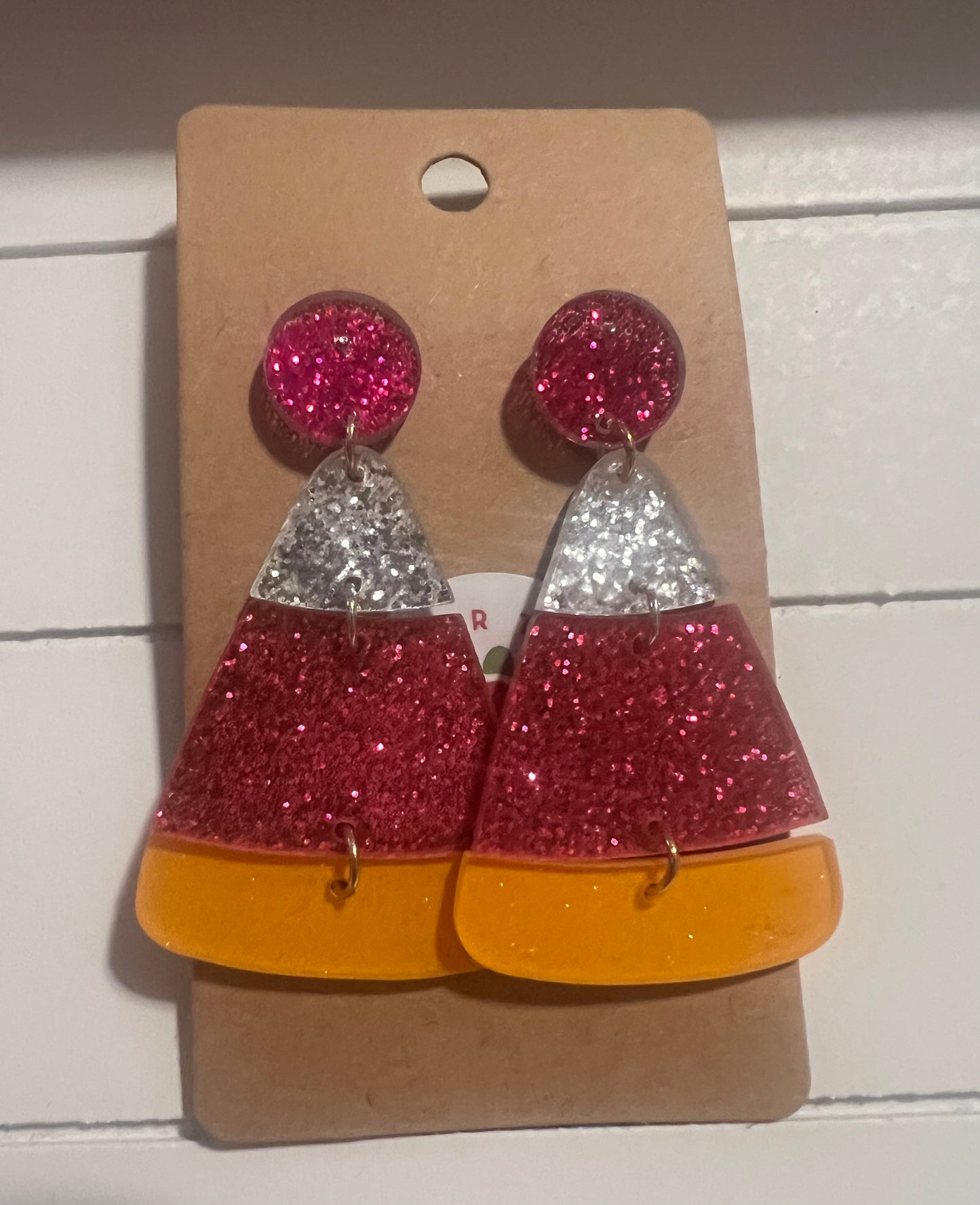 Glitter Candy Corn Earrings