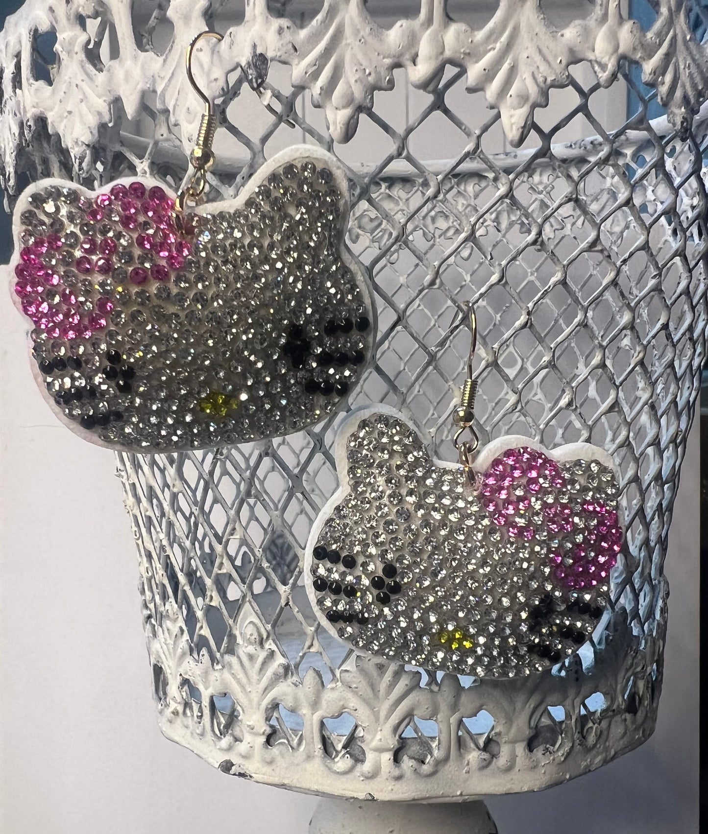 Hello Kitty Rhinestone Dangle Earrings