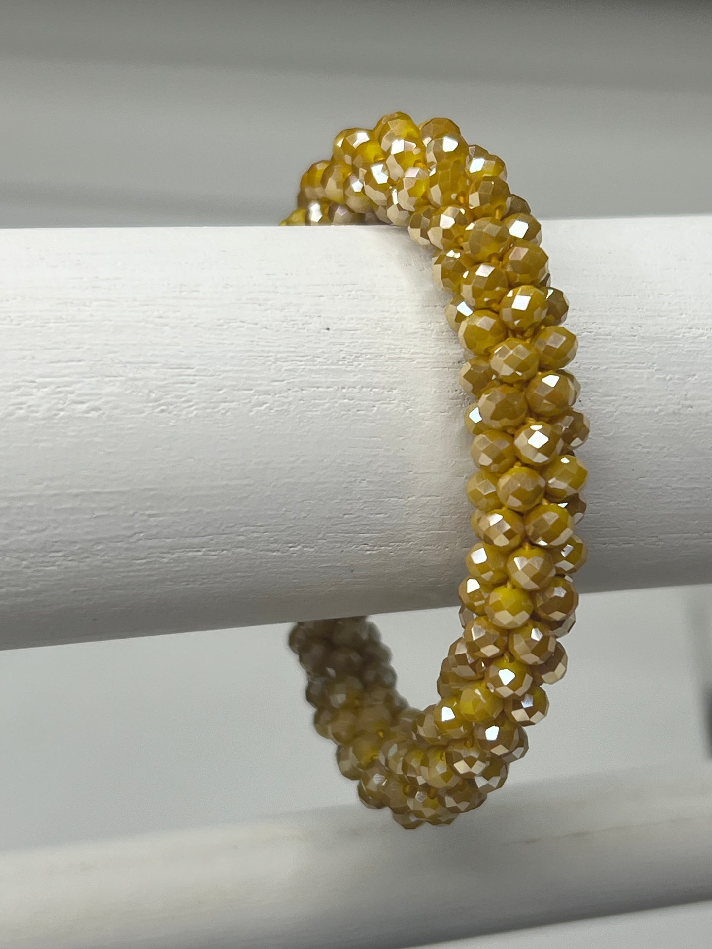 Yellow Beaded Roll On Bracelet