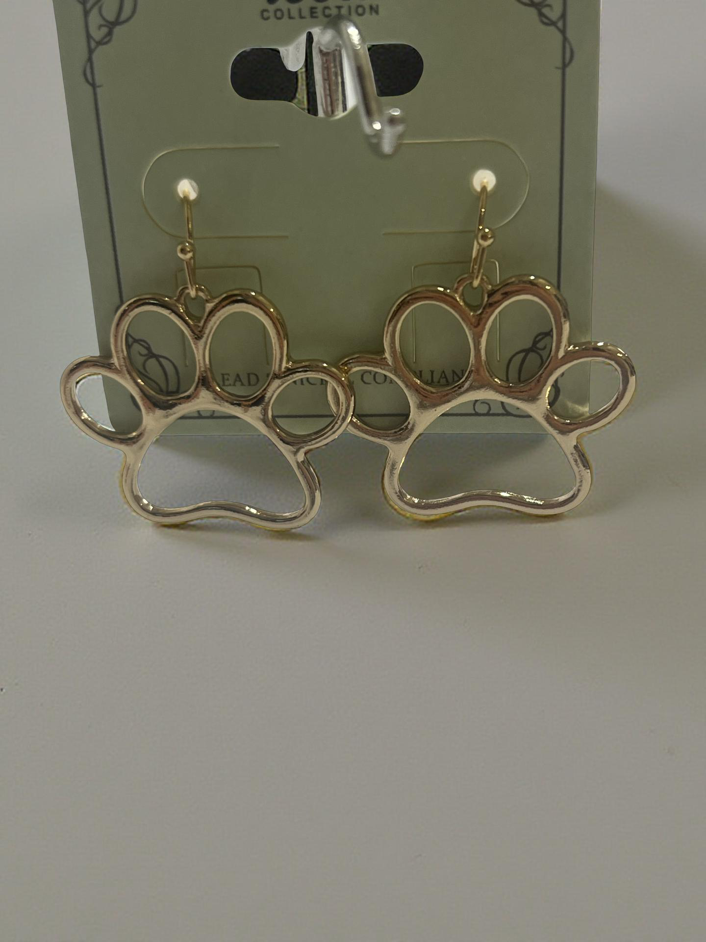 Gold Paw Dangle Earrings
