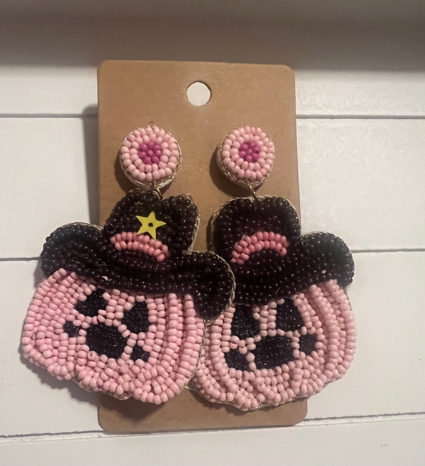 Pink Pumpkin Cowgirl Earrings