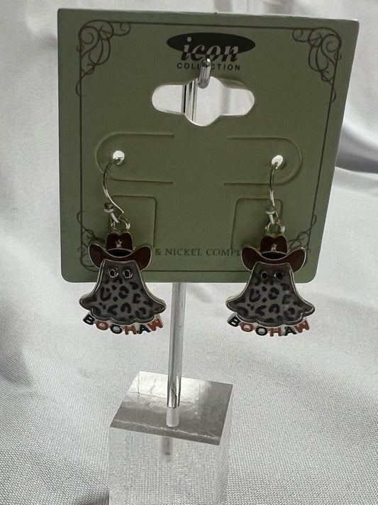 Silver Cowboy Ghost Earrings