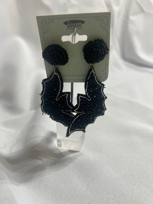 Black Bat Dangle Earrings