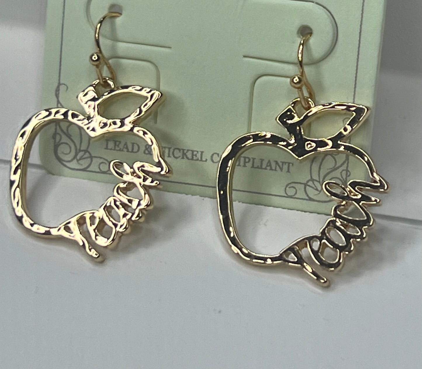 Gold Apple Teach Earrings