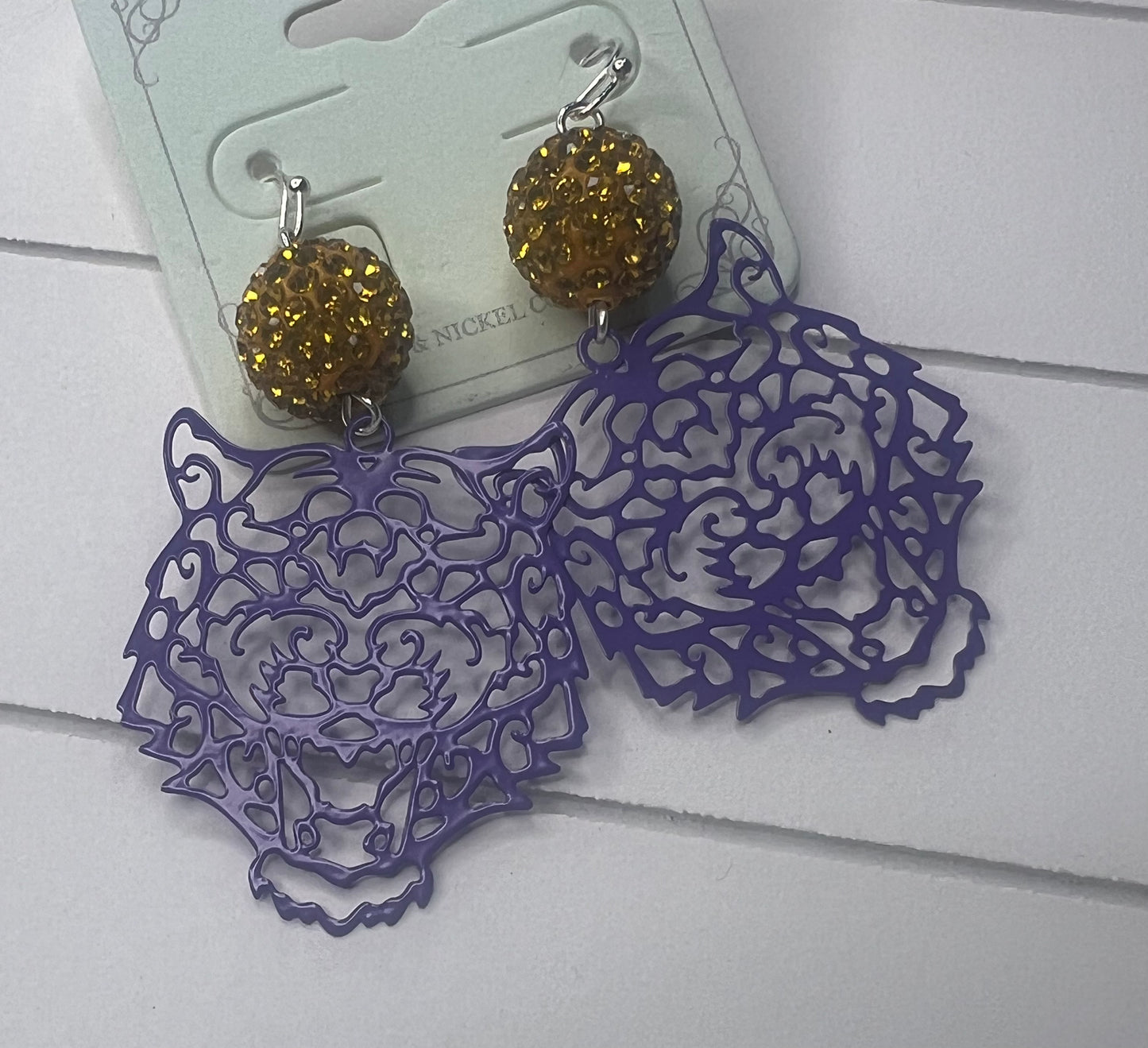 Purple Cat Earrings