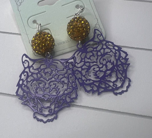 Purple Cat Earrings