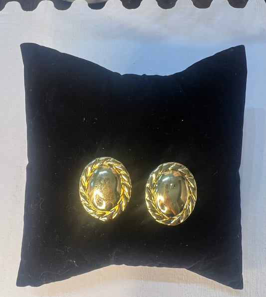 Gold Oval Post Earrings