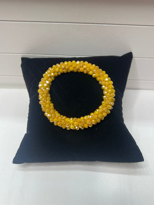 Yellow Beaded Roll On Bracelet
