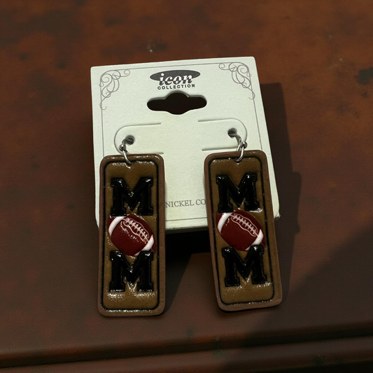 MOM Gameday Leather Dangle Earrings