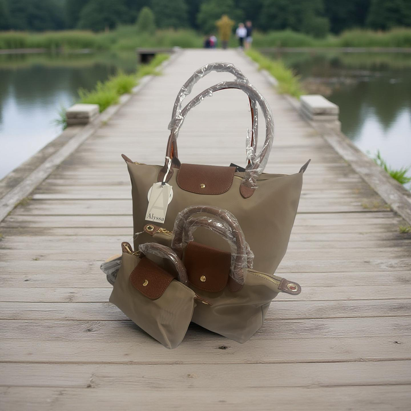 Tan and Brown Totes 3pc Set