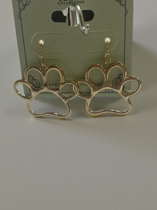 Gold Paw Dangle Earrings