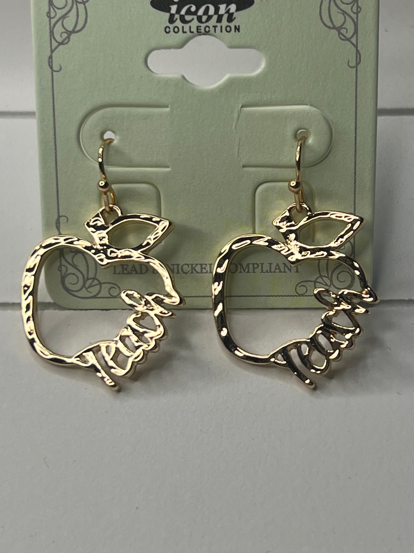 Gold Apple Teach Earrings