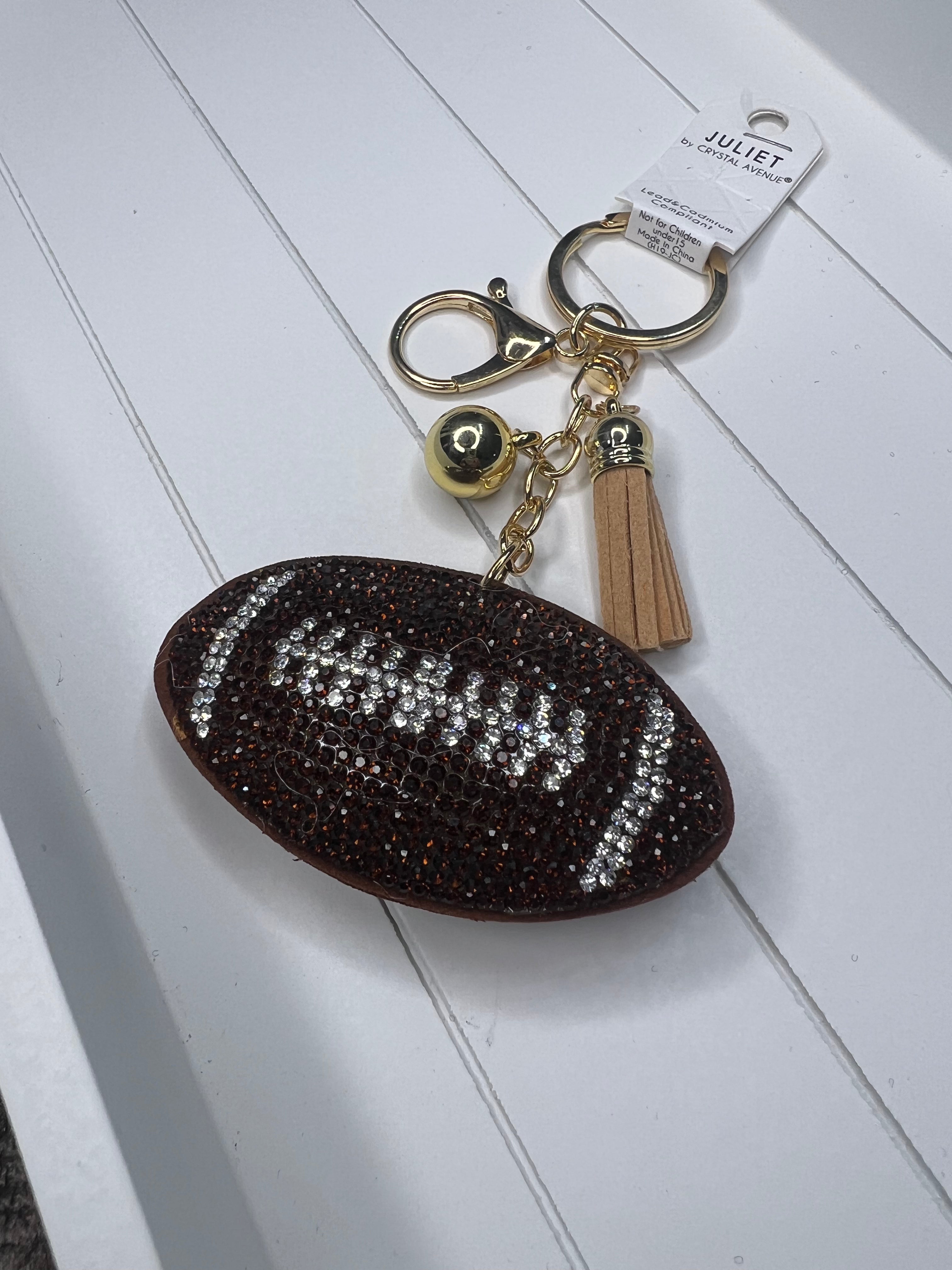 Brown Rhinestone Football Bag Charm – Turtle Berry