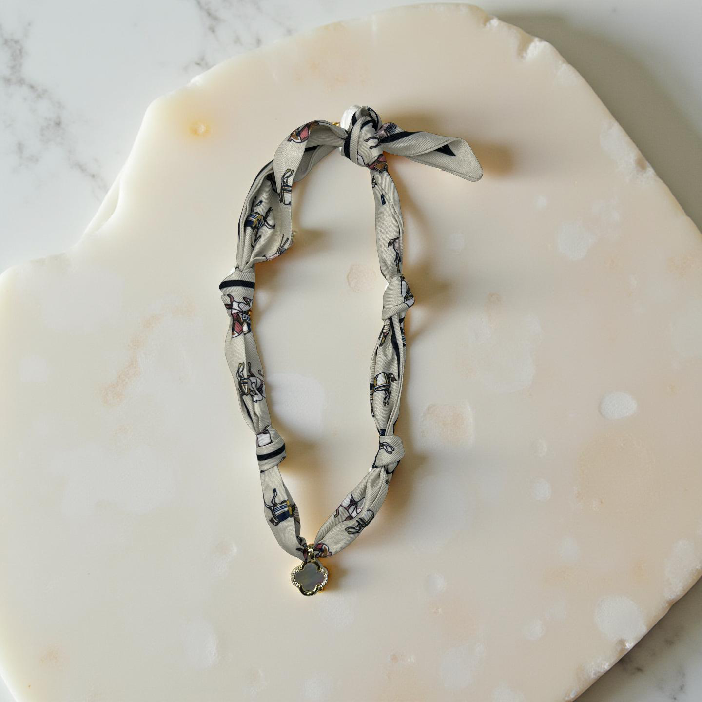 Horse and Clover Scarf Necklace